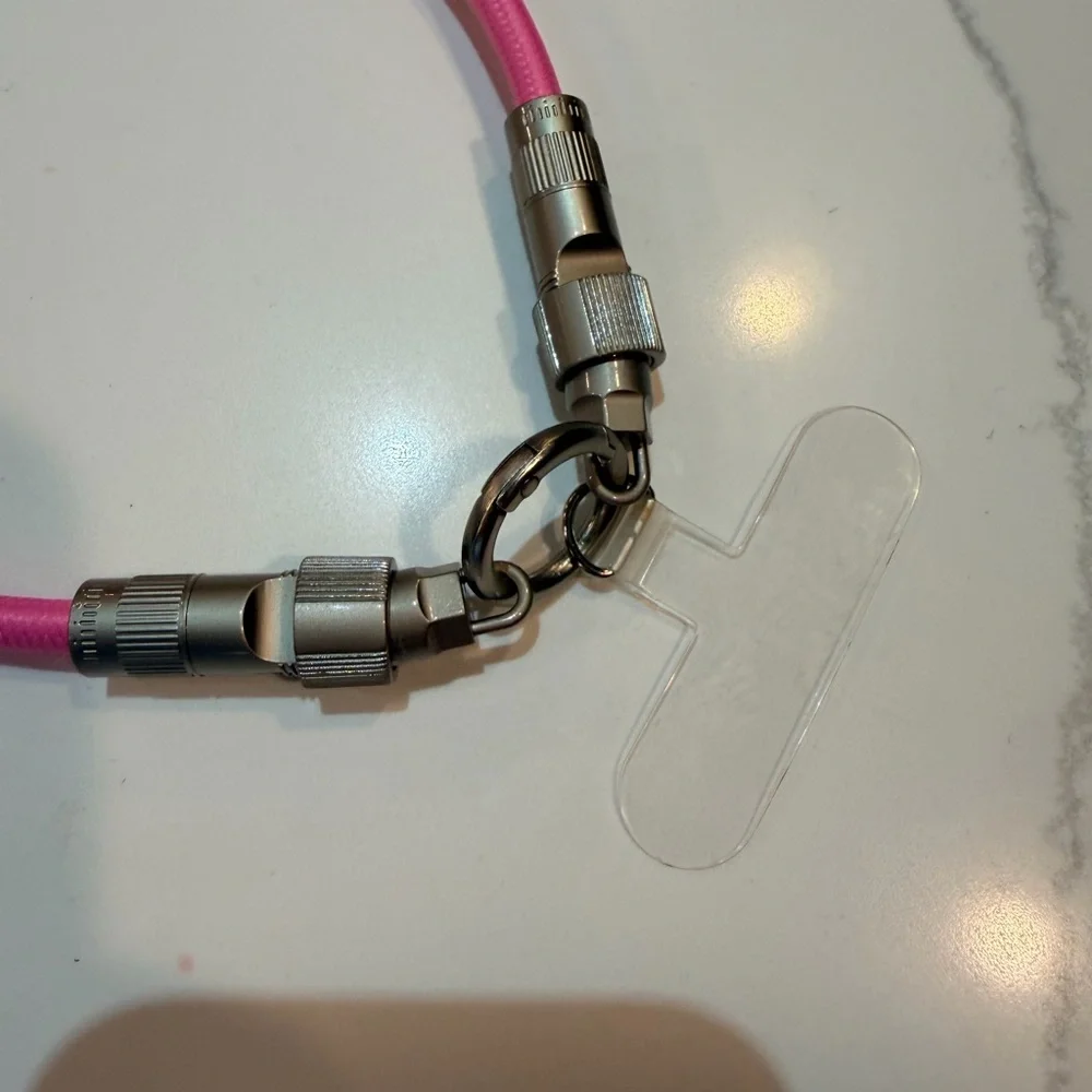 Pink Cable phone bangle with hidden Silver usb-c charger